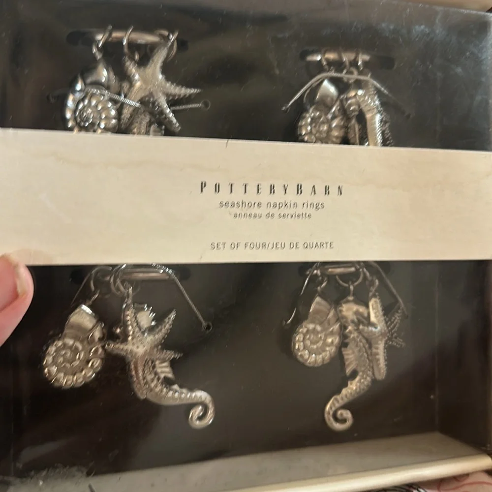 4 Pottery Barn Silver Napkin Rings